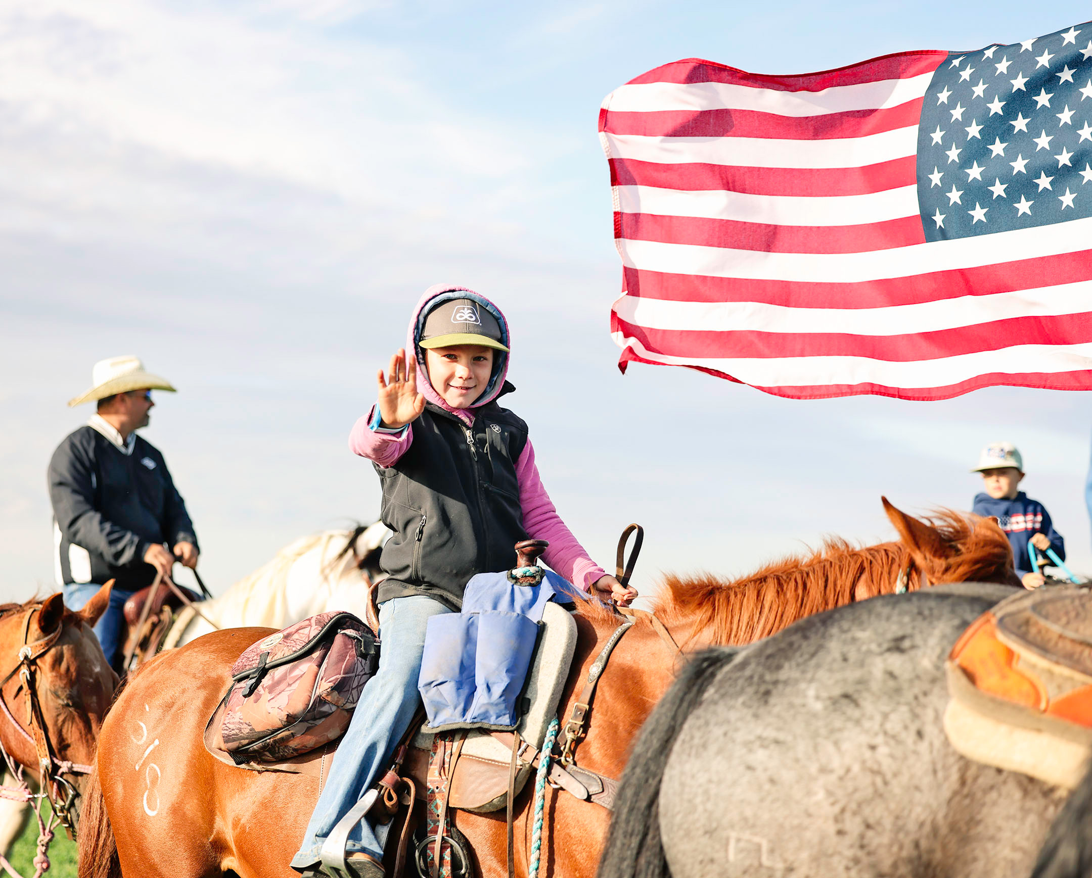 Presley Wilde was among the wagon train’s young riders, smiling and waving as she left camp Saturday morning. 