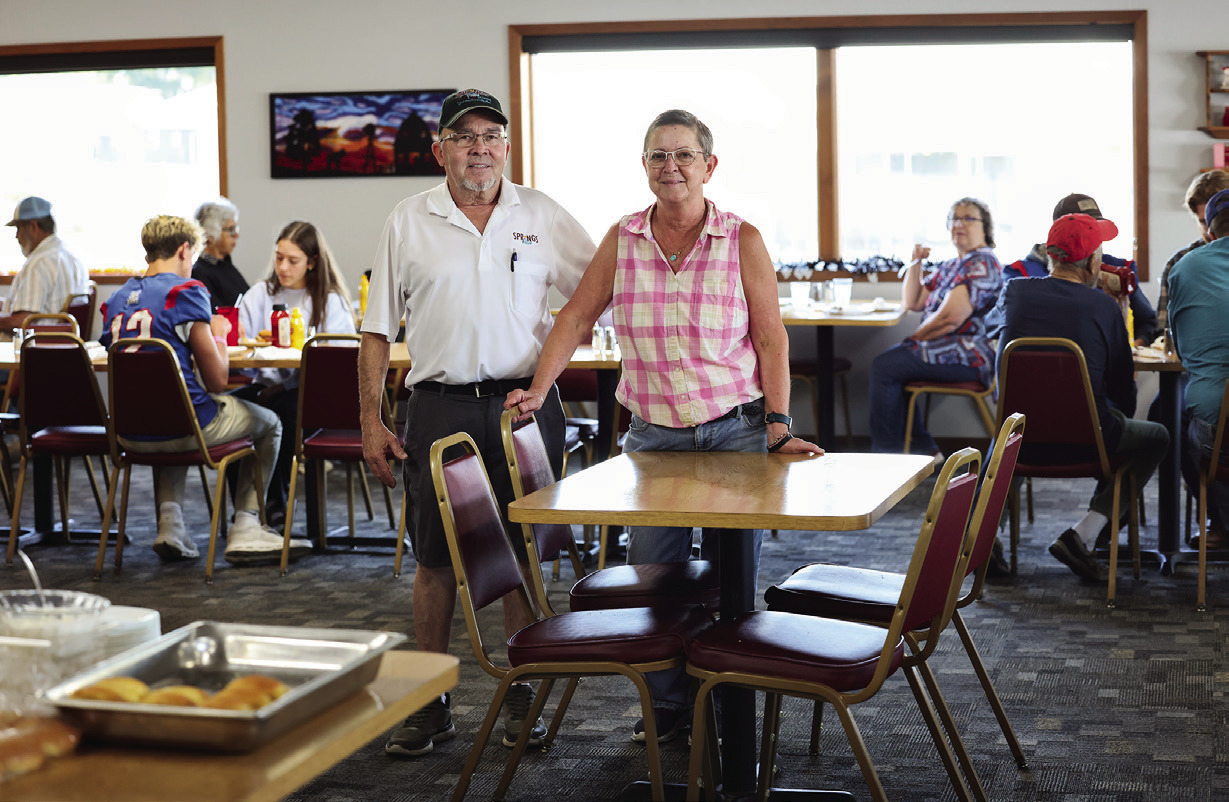 After more than 46 years of serving the Wessington Springs community, Jon and Carla Niemeyer stand in the dining room of the Springs Inn Café, where they’ve welcomed generations of customers since 1980. Health concerns have prompted the couple to seek new owners who will carry on the Main Street restaurant’s longtime tradition.