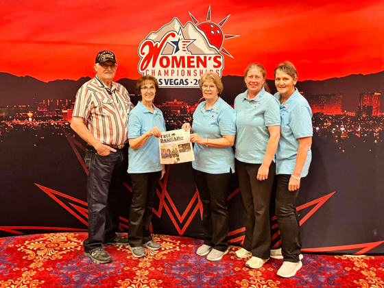 Lila Hoffman, Donna Wagner, Kendra Brandenburg and Gloria Vavra took the True Dakotan along as they competed in the USBC Women’s Bowling Championships in Las Vegas. The group, driven by Verle Hoffman (left), also made sightseeing stops at Canyonlands, Moab, Zion National Park and Valley of Fire.