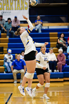 Raygen Teveldal finished the match with seven attacks, seven digs and three service aces in the 25-17, 25-18, 25-17 victory.