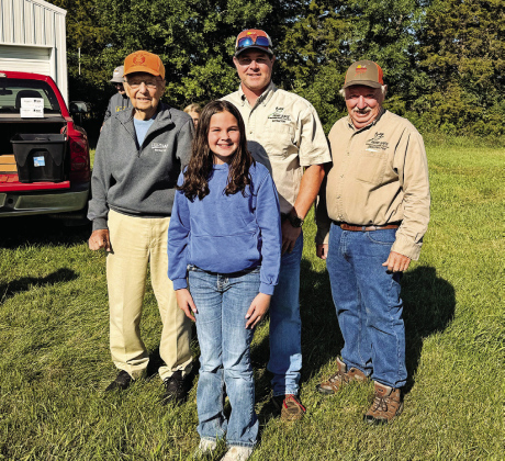 Four generations of hunter safety come together at the Jerauld County Trap Club. Pictured, from left, are Dayle Winter, Jason Weber, Steve Winter and, in front, Hadley Weber. (PHOTO COURTESY JERAULD COUNTY TRAP CLUB)