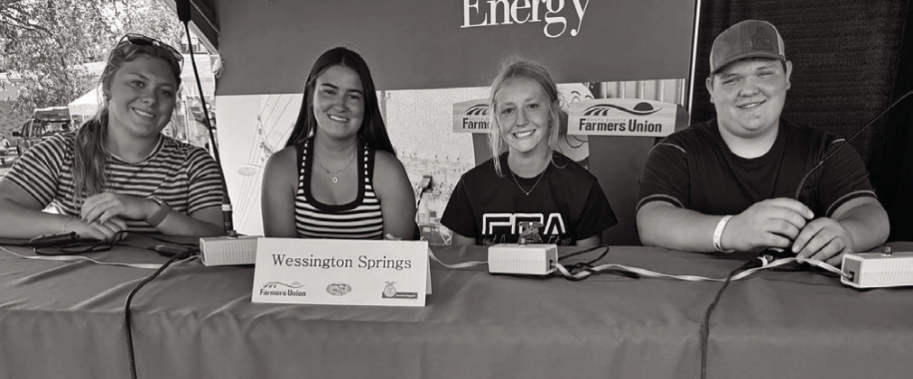Wessington Springs FFA members competed in the 2026 South Dakota Farmers Union Farm Safety Quiz Bowl Championships held September 5, during the South Dakota State Fair. Team members are (left to right): Ella Fagerhaug, Remie Roduner, Lily Roesler and Wyatt Arhart