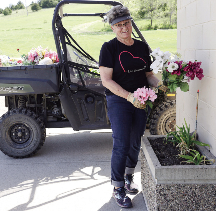 Joyce Krueger was caught in the act of beautifying Wessington Springs, planting flowers in City Park and across town. Krueger’s colorful displays add bursts of summer color and community spirit throughout Springs.
