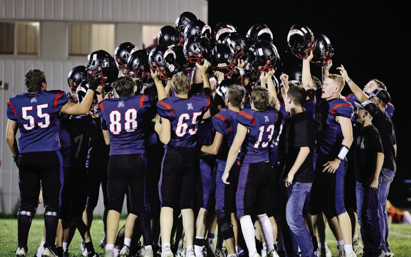 The Bucks celebrate a thrilling 13-6 homecoming win over Wagner.
