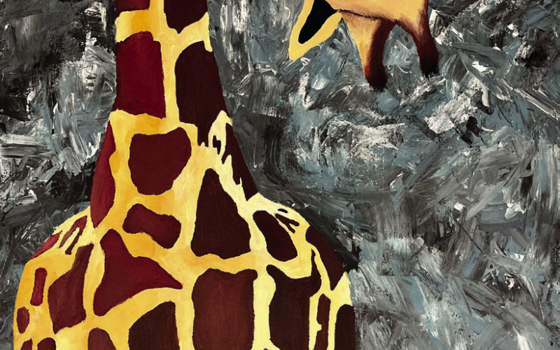 Marissa created her giraffe painting with acrylic paint.