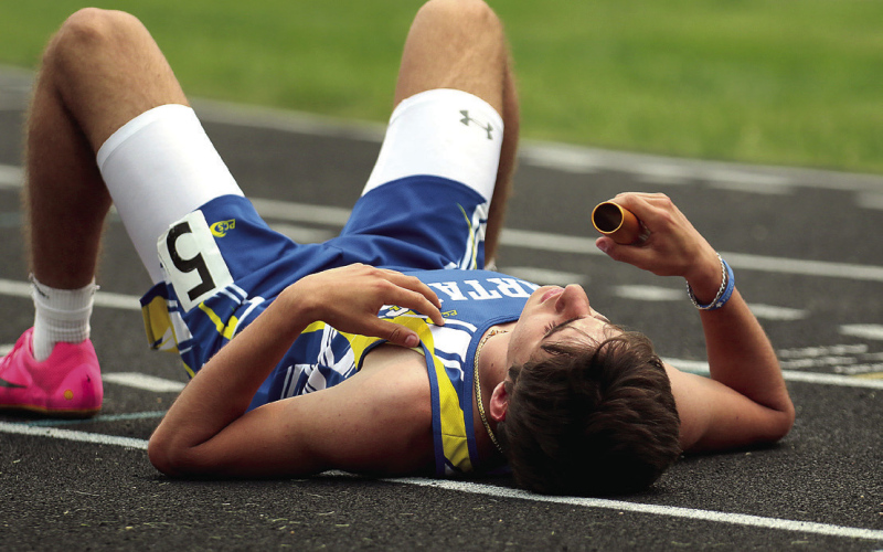 PHOTOS COURTESY RODNEY HAAS/605SPORTS The boys’ 2-mile relay of Karter Mebius, Jack Neely, Ryder Michalek, and Sam Poncelow clocked their best time of 8:37.28 for first place. Poncelow is pictured above.
