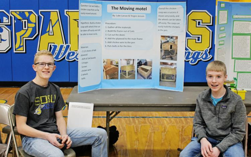 Luke Larson and Tregen Jensen are pictured with their project. Cade Mohling