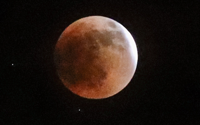 This series of photos shows the moon in various stages of the total lunar eclipse during the first blood moon of the year, in Wessington Springs, SD on May 15, 2022.