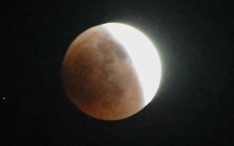 This series of photos shows the moon in various stages of the total lunar eclipse during the first blood moon of the year, in Wessington Springs, SD on May 15, 2022.