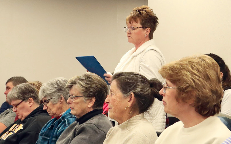 Stanna Olinger, special education teacher at Wessington Spring Elementary School, spoke at a recent school board meeting in favor of greater inclusivity in schools after debate arose about what teachers can display in classrooms to welcome students of all backgrounds. “Human acceptance is what brings me here today,” Olinger said. Photo: Courtesy of True Dakotan newspaper.