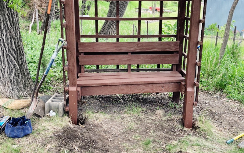 Much-needed repairs to the bench located by the wishing well were also made.