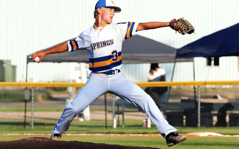 Blake Larson on the mound during tournament play over the weekend in Clark.