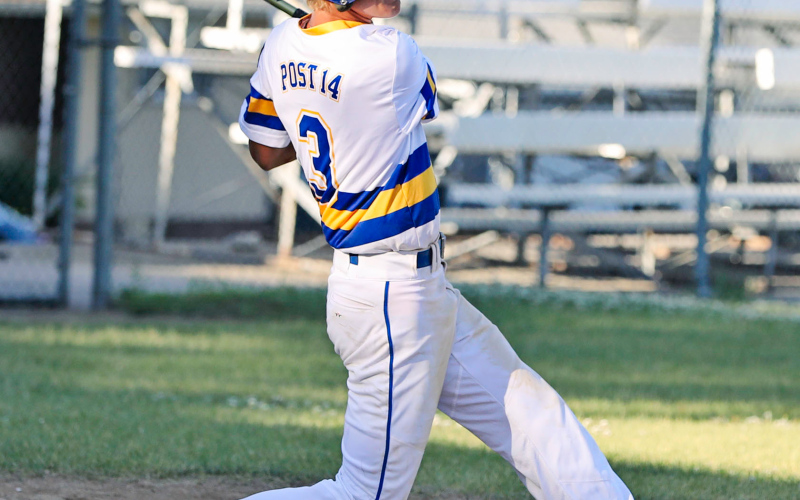 Blake Larson is shown at bat.