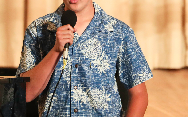 Brett Miller sang a moving solo as his mom Julie Fastnacht accompanied on piano.