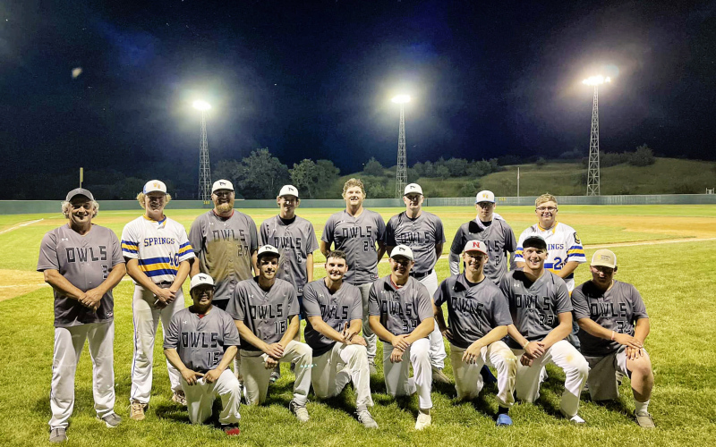 The Wessington Springs Owls, back row, left to right: Joe Butterfield, Landon Cleveland, Trevor Kennobie, Sawyer Senska, Parker DeJean, Austin Olson, Gerritt Brandenburg, Tyler Fastnacht. Front row: Tony Hoarty, Terrek Butterfield, Dalton Mogck, Drew Olinger, Curtis Collins, Isaac Kolousek, Coy Fastnacht. Not pictured: Clayton Dornbusch. PHOTO COURTESY SPRINGS OWLS