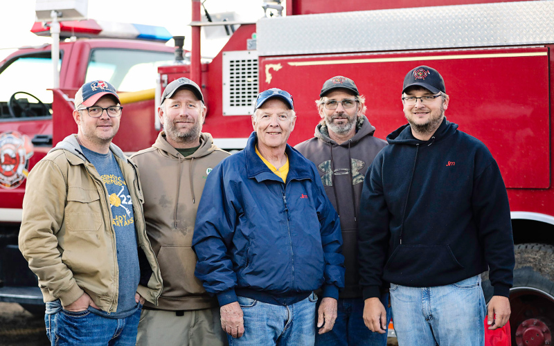 Members of the Wessington Springs Volunteer Fire Department served up refreshments to thirsty customers throughout the Bull Bash. Proceeds help the department with operational costs. Shown left to right are Kevin Mebius, Brian Kolousek, Mike Mebius, Jerry Van Den Oever and Jim Vavra.