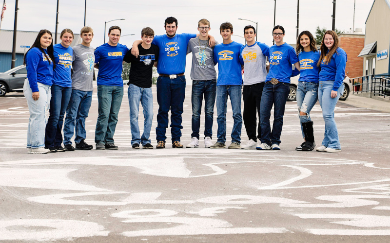 The Wessington Springs High School Homecoming Royalty Court is shown above, left to right: Harlee Heim, Kirstie Munsen, Braydin LaBore, Carson Hainy, Austin Schimke, Cayden Forrest, Jack Neely, Colton Michalek, Joao Vitor De Faria Tavares Reis, Sarah Poncelow, Kate Havlik and Riley Roduner. Coronation will be held Thursday at 7 p.m.