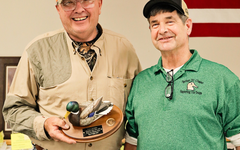 Tom Riddle was given an honorary Ducks Unlimited plaque to thank him for his years of service. 