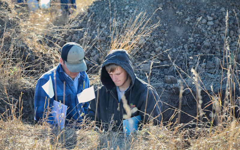 Carter Gaikowski and Braydin La Bore at the Central Area FFA Land and Range Contest