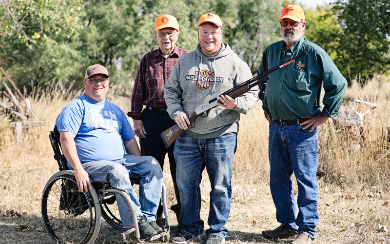Shown left to right, are: Ducks Unlimited member Josh Luckett, HuntSAFE instructor Dayle Winter, Pheasants Forever Members Blake Willman and Dan Kruse.
