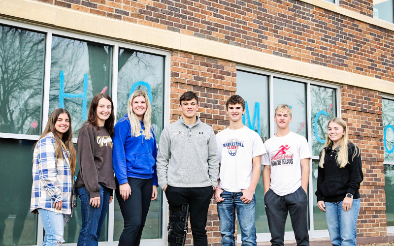 Shown left to right are: Alyssa Grohs, Carissa Scheel, Avery Orth, Holden Havlik, Ryder Michalek, Blake Larson, Raylee Fargerhaug. Not pictured: Sarah Poncelow.