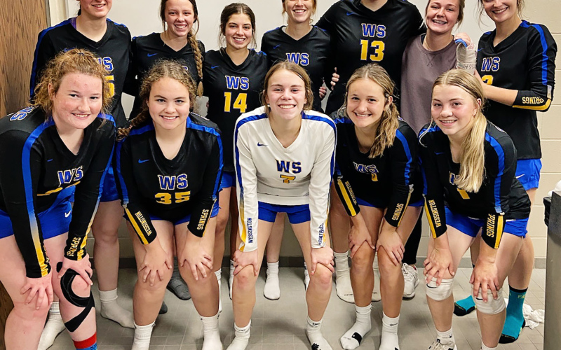 PHOTO COURTESY LYNN NEELY The 2022 Lady Spartan Volleyball team is shown above, back row, left to right: Sarah Poncelow, Hannah Heezen, Alysssa Grohs, Caroline Witte, Avery Orth, Haeleigh Mulder, Carissa Scheel. Front row, left to right: Riley Roduner, Taylor Braun, Ashlyn Weber, Mariah Messmer and Raylee Fagerhaug. The WSHS Lady Spartans ended their season 24-9.