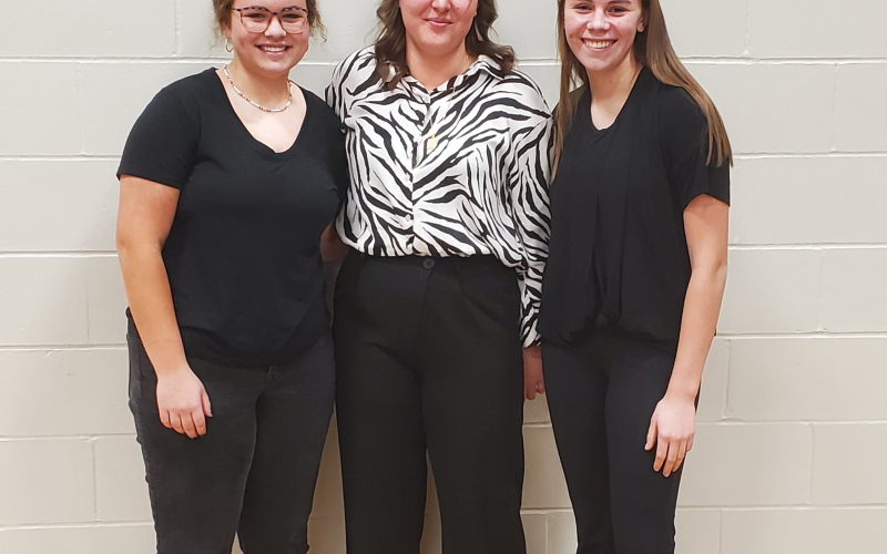 LEFT TO RIGHT: Taylor Braun, Zoe Fettig and Ashlyn Weber at the District Oral Interpretation Contest held in Huron.