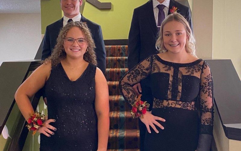 Shown at All-State Chorus and  Orchestra in Sioux Falls are, back row left to right: Carter Gaikowski and Blake Miller. Front row: Taylor Braun and Haeleigh Mulder