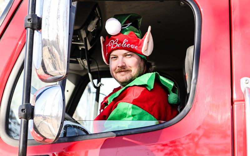 Bailey the Jolly Elf drove the fire truck to Santa Saturday and Magic in the Park events. He also drives the truck as a volunteer fireman for Wessington Springs Volunteer Fire Department.