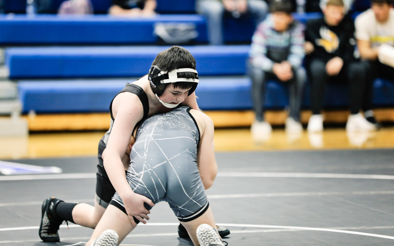 Wessington Springs / Woonsocket / Wolsey-Wessington (WS/W/ WW) hosted wrestlers from across the region last Thursday evening in Wessington Springs.  WS/W/WW wrestler Chase Dunsmore.