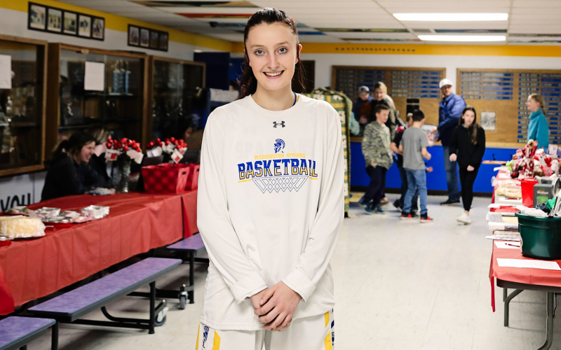 Carissa Scheel is shown in the gymnasium lunch room the night of the event.