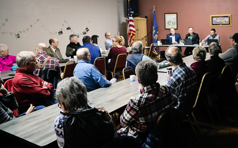 District 20 Legislators Senator Josh Klumb, Representative Lance Koth and Representative Ben Krohmer were present for a well-attended Legislative Cracker Barrel Friday held at Springs Inn Cafe and hosted by the Jerauld County Republicans and Jerauld / Sanborn / Aurora County Farm Bureau. KRISTI HINE / TRUE DAKOTAN
