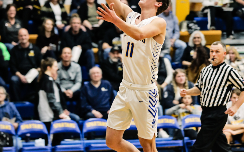 Ryder Michalek led Springs with 19 points and 13 rebounds as the Spartans boys defeated James Valley Christian Vikings to come away with a 62-51 victory in 281 Conference action last Friday at home.