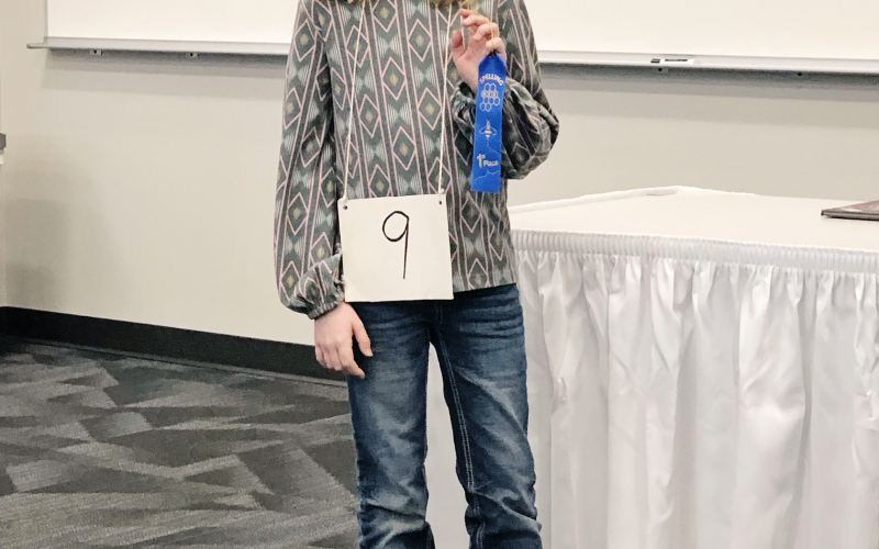 Kenzie Bartel, a third grader at Wessington Springs Elementary School won first place in her grade level.