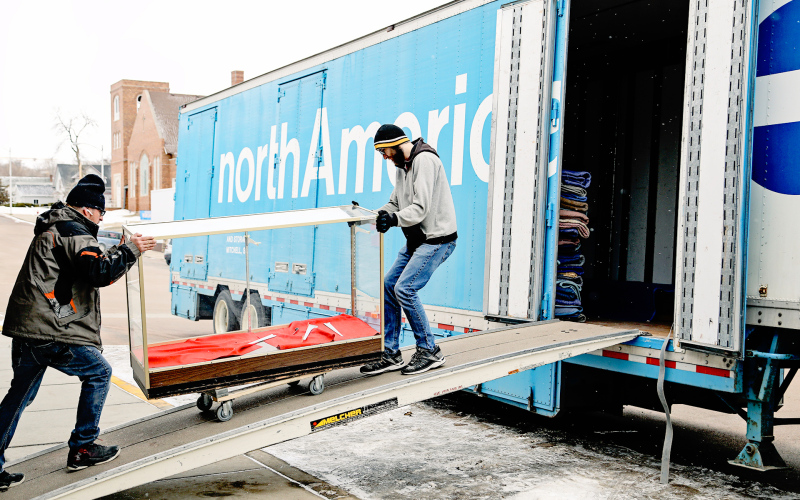 Moving trucks were carefully loaded with dozens of vintage display cases that house precious Jerauld County Pioneer Museum artifacts.