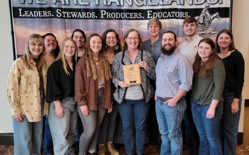 Members of the SDSU URME Team from left to right include: back row – Alexandra Medvec, Sarah Hayden, Kaitlin Schieuer, John Sump, Landon Wolter, Rachel Savage, front row – Annie Feden, Sierra Sattler, Elise Anderson, Dr. Lora Perkins (URME coach), Tyler Geltmacher, Kaitlyn Preszler. Not pictured Dr. Maribeth Latvis (Plant ID Coach).