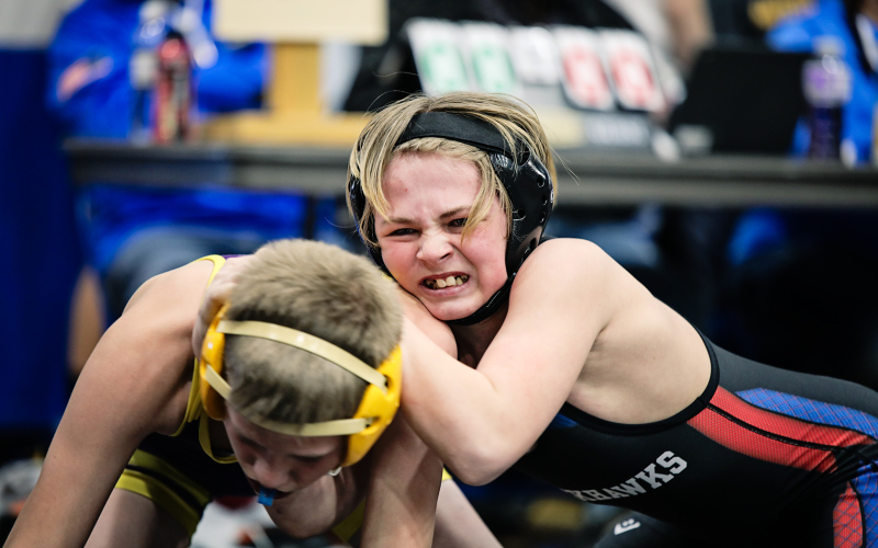 Nolan Schaller grinds it out for the win during his first match.