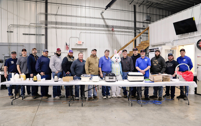LEFT TO RIGHT: Wessington Springs Volunteer Fire Fighters, shown at their annual fundraiser “Pancakes for the Easter Bunny” last Saturday. left to right: Michial Brodkorb, Mike Krueger, Ken Cudmore, Dave Ness, Pat Wetzel, Jake Krohmer, Blake Willman, Brian Kolousek, Kim Schultz, Easter Bunny, Dick Powell, Jim Vavra, Chris Schimke, Cody Barber, Bailey Willman, Mike Mebius.