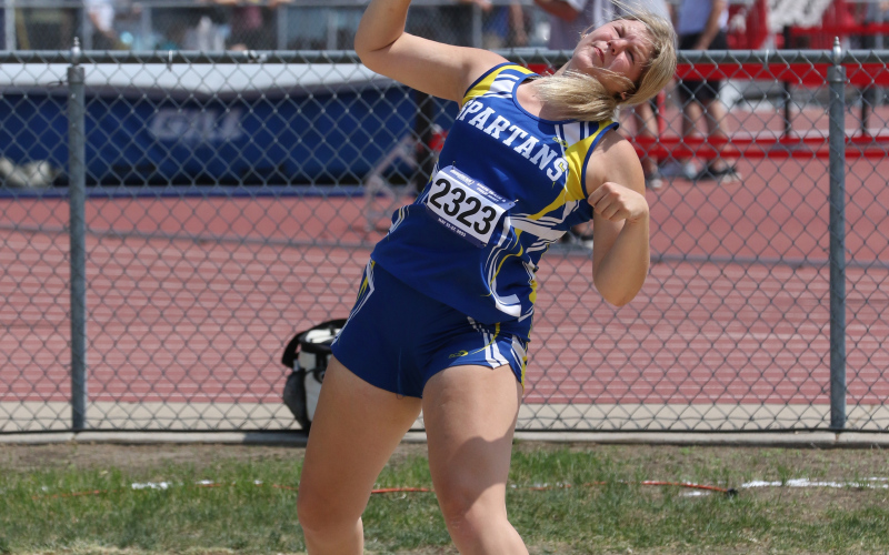 On Thursday, Avery Orth was throwing shot put. She made finals and then threw 37’ 3.25” to land her on the podium in 4th place. PHOTO COURTESY OF SOUTH DAKOTA PUBLIC BROADCASTING.