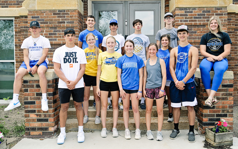 The state-bound Spartans gathered for a quick photo before heading to Sioux Falls last Wednesday. Shown left to right, back row are: Brock Krueger, Sam Poncelow, Karter Mebius, Jack Neely. Front row, left to right: Hayes Havlik, Holden Havlik, Ella Kolousek, Abby Kolousek, Ashlyn Weber, Logan Mohling, Alyssa Grohs, Ryder Michalek, Avery Orth. KRISTI HINE / TRUE DAKOTAN