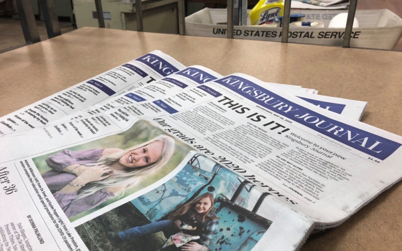 The first edition of the Kingsbury Journal after the launch of the mostly volunteer-run weekly paper in 2020.