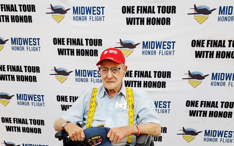 Roger Cashman of Wessington Springs was among the 83 veterans on the Midwest Honor Flight May 31, 2023. PHOTO COURTESY CONNIE MCLAUGHLIN