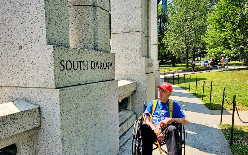 Cashman and fellow veterans toured veteran memorials during the trip.