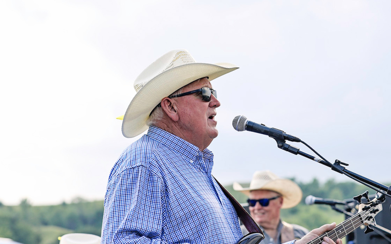 A celebration of two-decades-worth of local rodeo kicked off with live music from the Company Cowboys: Dale Schimke, Lennis Fagerhaug and Brian Bergeleen (left to right).
