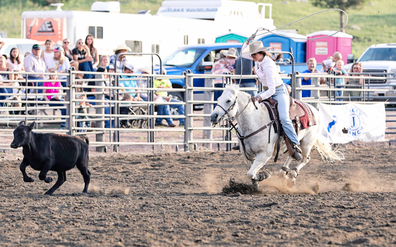 Hannah Havlik of Kimball was Saturday’s first contestant in ladies breakaway roping.