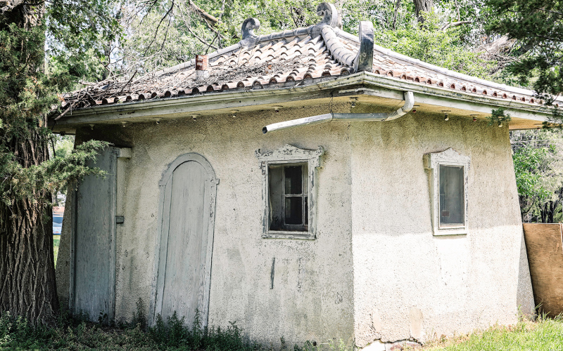 A pagoda gas station, formerly Firesteel Station in the 1930s, has been moved from its original location on Whiskey Road east of Wessington Springs to Main Street in Woonsocket and back to Springs over the past 90 years. It is shown above, photographed on Tuesday this week, at its current location on a residential lot in Wessington Springs.