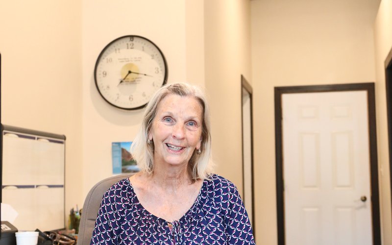 Delia Atkinson at the True Dakotan stayed open late to help folks with their subscriptions while entering names into a drawing for Bonus Bucks.