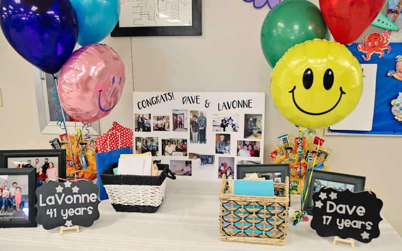 Two longtime employees were celebrated for their service at a celebration held August 12, 2023 at the Weskota Manor nursing home. LaVonne Cashman and Dave Bender worked for 41 and 19 years, respectively, at the nursing home, calling the staff and residents of the Manor their second families.