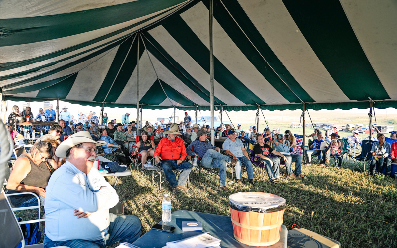 A large crowd of wagon train participants and community members enjoyed food, live music, cowgirl poetry and fun at the Friday night camp.