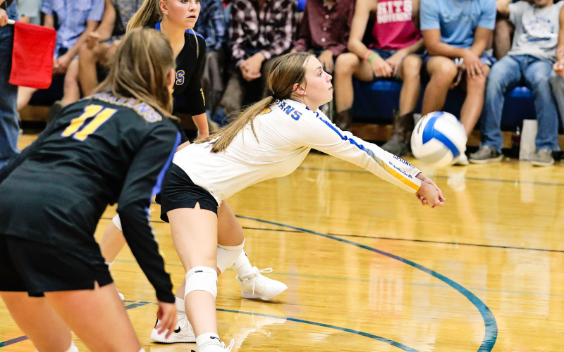 Ashlyn Weber stretches in for a dig.